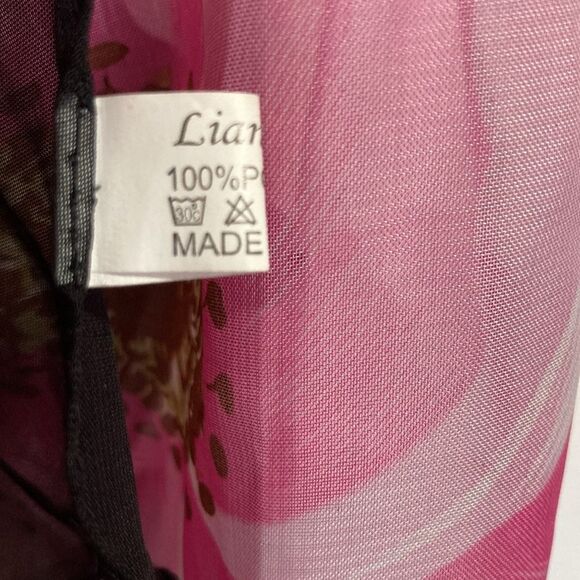 LIANG DIAN Black with Pink Flowers Lightweight Scarf Wrap 60 x 19 inches - Picture 10 of 12
